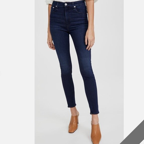 rag & bone Denim - Rag & Bone Nina High Rise Ankle Skinny Jeans in Dark Wash Viola Size 28